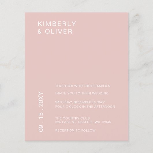 Budgetminimalistische uitnodiging tot weddenschapp (Voorkant)