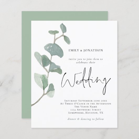 Budgetminimalistische uitnodiging voor weddenschap (Voorkant / Achterkant)