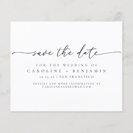 Budgetminimalistische zwarte-lijnbewaardatum (Voorkant)