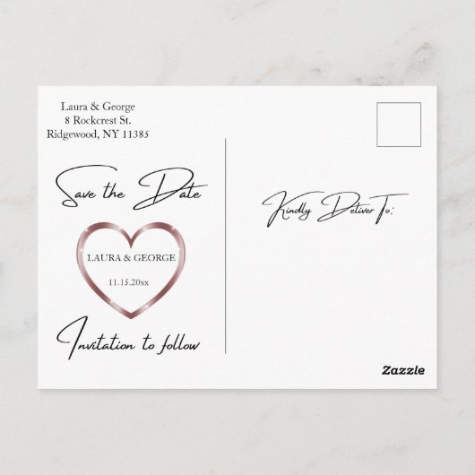 Budgetmoderner minimalistisch sparen de datum foto briefkaart (Achterkant)