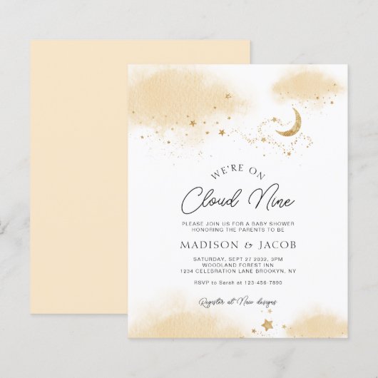 BUDGETNEUTRAAL We zitten op Cloud Nine Baby shower (Voorkant / Achterkant)