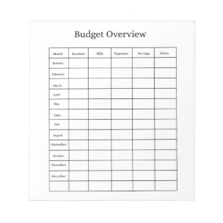 Budgetoverzicht Notitieblok