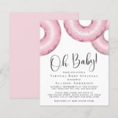 Budgetroze donuts Virtuele Baby sprinkhaan uitnodi (Voorkant / Achterkant)