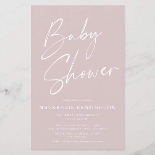 budgetroze, eenvoudige Baby shower FLYER (Voorkant)