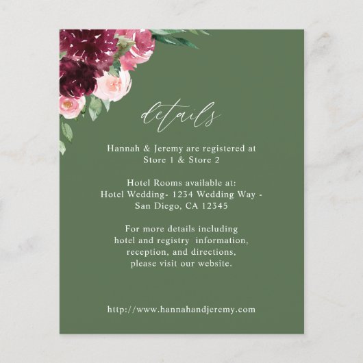 Budgetroze en Bourgogne Floral 7 - Gegevens - groe (Voorkant)