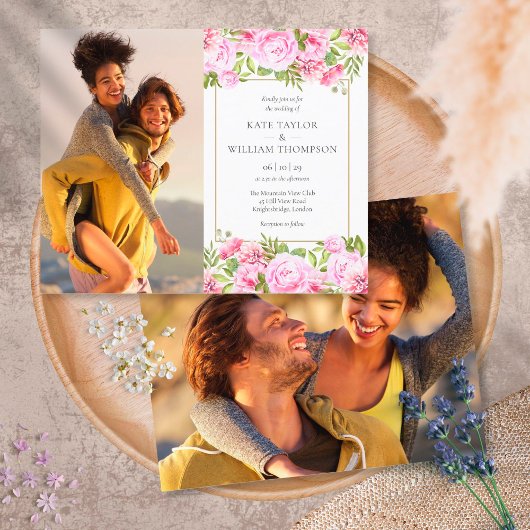 Budgetrozen Bloemfoto's Trouwuitnodiging