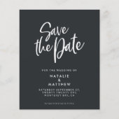 budgetscript behalve de date bruiloft aankondiging flyer (Voorkant)