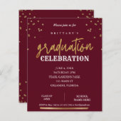 Budgetscript Elegant Red Gold Afstuderen Uitnodige (Voorkant / Achterkant)