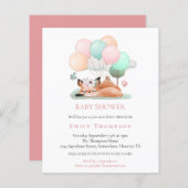 Budgetslapende Fox Pink Baby shower Uitnodiging (Voorkant / Achterkant)