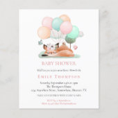Budgetslapende Fox Pink Baby shower Uitnodiging (Voorkant)