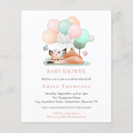 Budgetslapende Fox Pink Baby shower Uitnodiging