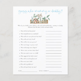 Budgetspel raad wie mam pap blauw Baby shower