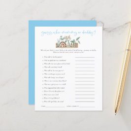 Budgetspel raad wie mam pap blauw Baby shower