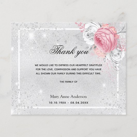 Budgetsympathie zilverroze dank (Voorkant)