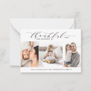 budgettaire dankbaarheid en gezegende 3 foto notitiekaartje