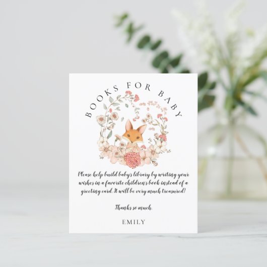 budgettaire  Fox Floral Book Baby Girl Shower (Staand voorkant)