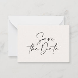 budgettaire handgeschreven trouwaankondiging notitiekaartje