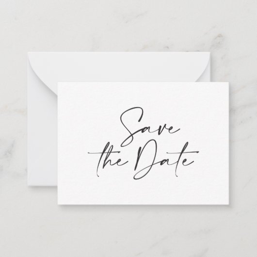 budgettaire handgeschreven trouwaankondiging notitiekaartje (Voorkant)