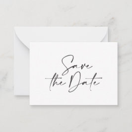 budgettaire handgeschreven trouwaankondiging notitiekaartje