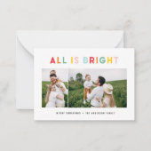 budgettaire kerstmis 2 foto-collage regenboogkleur notitiekaartje (Voorkant)