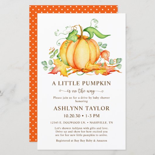 budgettaire kleine pompoen per Baby shower (Voorkant / Achterkant)