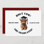 Budgettaire Koe! Homeschool Afstuderen uitnodiging (Voorkant / Achterkant)