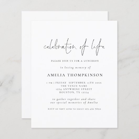 budgettaire minimalistische scriptviering van het (Voorkant / Achterkant)