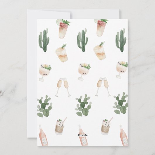 budgettaire waterverf drink weekend bachelorette feestdagenkaart (Achterkant)