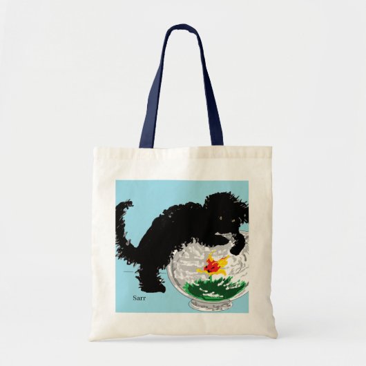 Budgettas: Kat met vissenkom Tote Bag (Voorkant)
