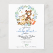 Budgetuitnodiging Baby shower Woodland (Voorkant)