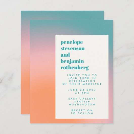 Budgetverloop Blauwgroen roze Abstract huwelijk ui (Voorkant / Achterkant)