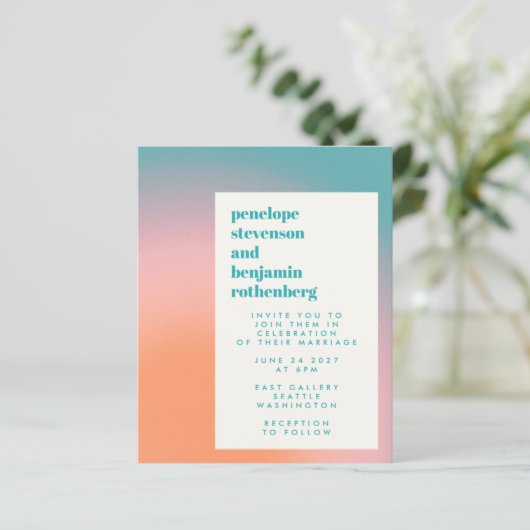 Budgetverloop Blauwgroen roze Abstract huwelijk ui (Staand voorkant)