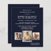 Budgetviering van de uitnodiging voor Dark Blue Ph (Voorkant / Achterkant)