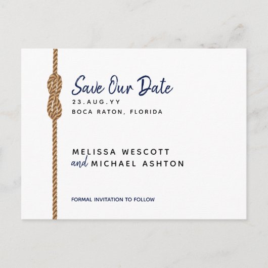 (Budgetvriendelijk) ⚓ Eenvoudige nautische Save th Aankondigingskaart (Voorkant)