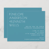 Budgetvriendelijk minimalistisch Blauwgroen huweli (Voorkant / Achterkant)