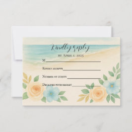 Budgetvriendelijke bloemrijke strand RSVP kaart