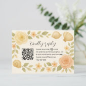 Budgetvriendelijke Roos Shells QR Code RSVP Card Kaartje (Staand voorkant)