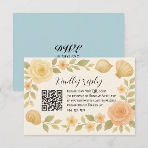 Budgetvriendelijke Roos Shells QR Code RSVP Card Kaartje