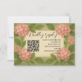 Budgetvriendelijke Roze Hortensia QR-code RSVP-kaa RSVP Kaartje (Voorkant)