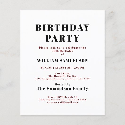 Budgetvriendelijke uitnodiging flyer (Achterkant)