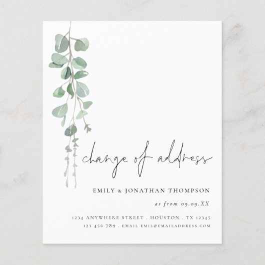 Budgetwijziging Elegant Eucalyptus Script-adres (Voorkant)