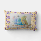 Budgie Aquarel Budgies Kussen Geel Bloemen (Achterkant)