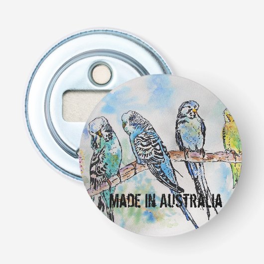 Budgie aquarel vogel schattig gemaakt in Australië Button Flesopener (Voorkant)