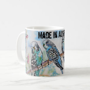 Budgie aquarel vogel schattig gemaakt in Australië Koffiemok