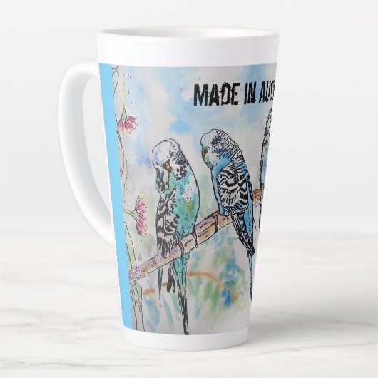 Budgie aquarel vogel schattig gemaakt in Australië Latte Mok (Linkerhoek)