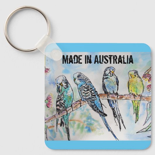 Budgie aquarel vogel schattig gemaakt in Australië Sleutelhanger (Voorkant)