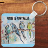 Budgie aquarel vogel schattig gemaakt in Australië Sleutelhanger (Achterkant)