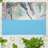 Budgie aquarel vogel schattig gemaakt in Australië Theedoek (Gevouwen)