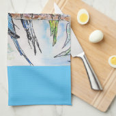 Budgie aquarel vogel schattig gemaakt in Australië Theedoek (Quarter Fold)