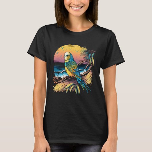 Budgie Beach Budgerigar Parakeet Bird Summer  3 T-shirt (Voorkant)